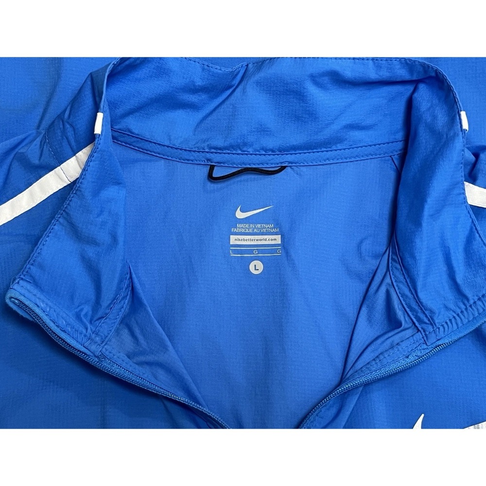 Nike Windbreaker Jacket Men's Large L Blue Lightweight Running Active Reflective - Picture 3 of 12